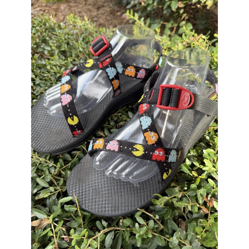 Chaco Pac-Man Z/1 Classic Sandals Size W10 Black Multi Color Arcade Gaming Retro
